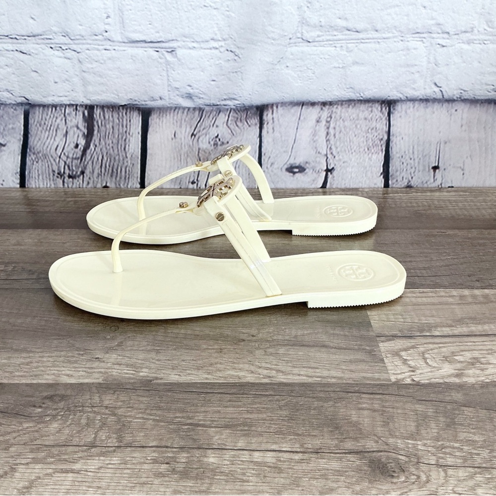 Tory Burch Mini Miller Jelly Flat Thong Ivory Size 8M - Picture 5 of 14